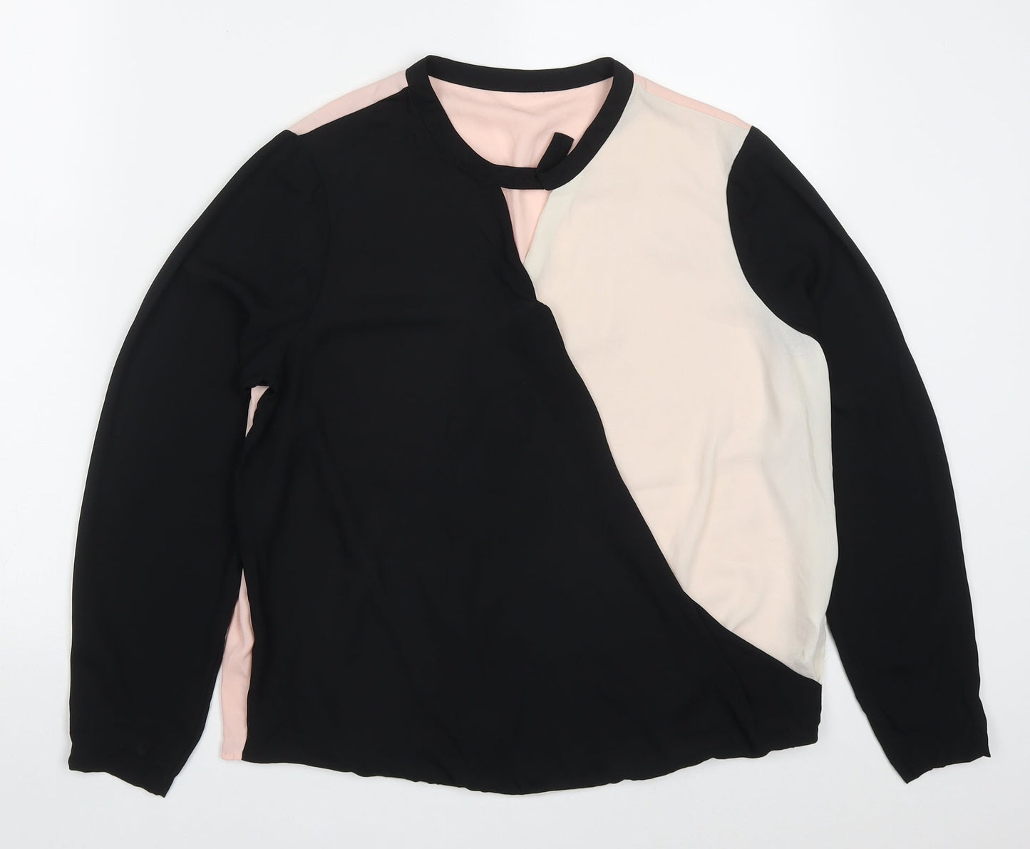 F&F Womens Multicoloured Colourblock Polyester Basic Blouse Size 12 Round Neck