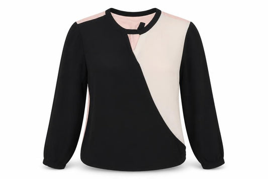 F&F Womens Multicoloured Colourblock Polyester Basic Blouse Size 12 Round Neck