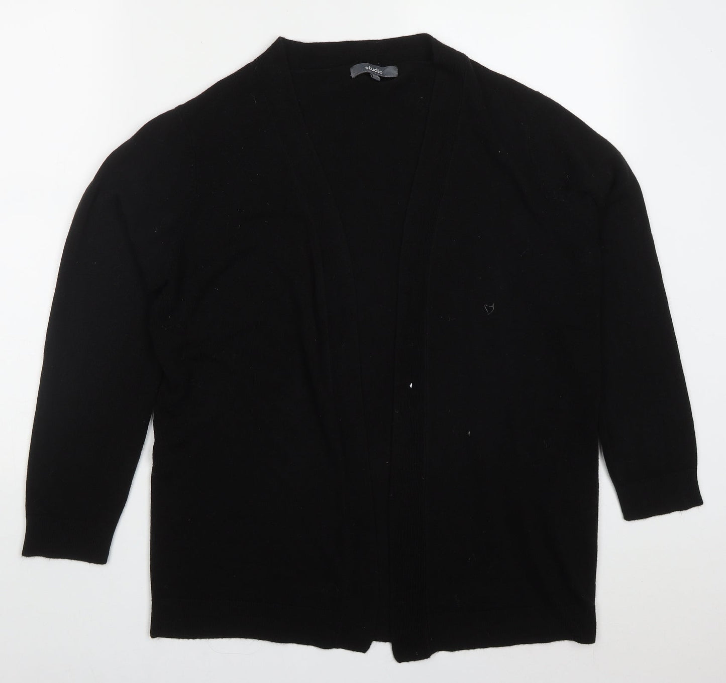 Studio Womens Black V-Neck  Acrylic Cardigan Jumper Size 12