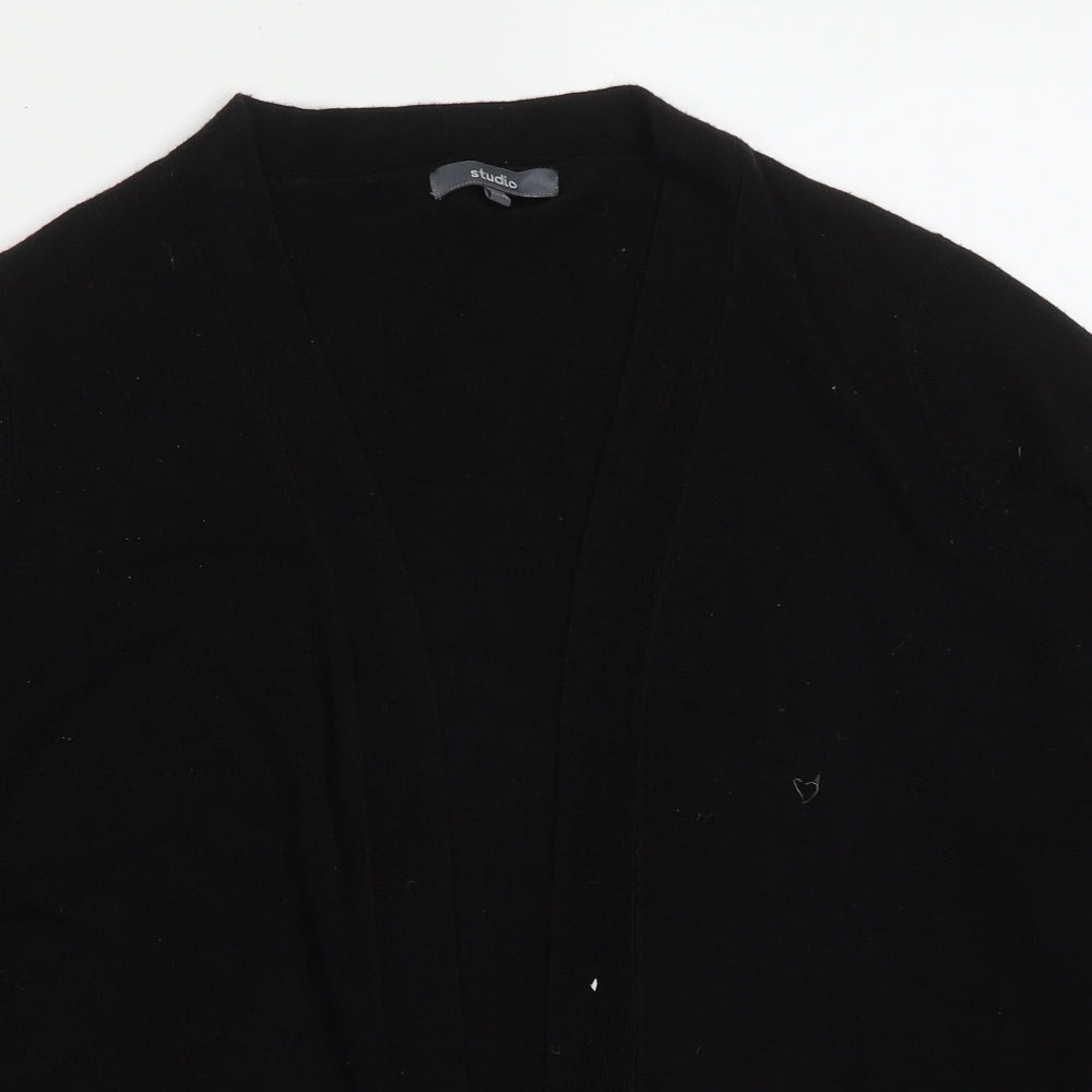 Studio Womens Black V-Neck  Acrylic Cardigan Jumper Size 12