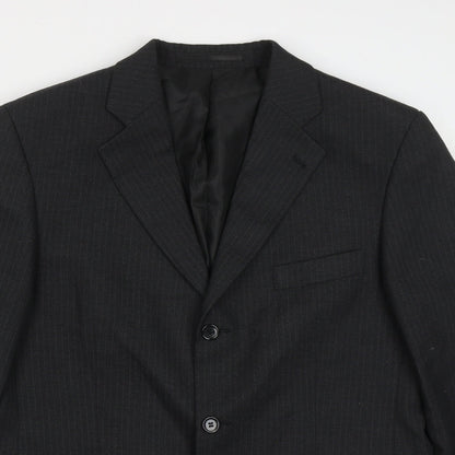 C&A Mens Grey Striped Polyester Jacket Suit Jacket Size 42