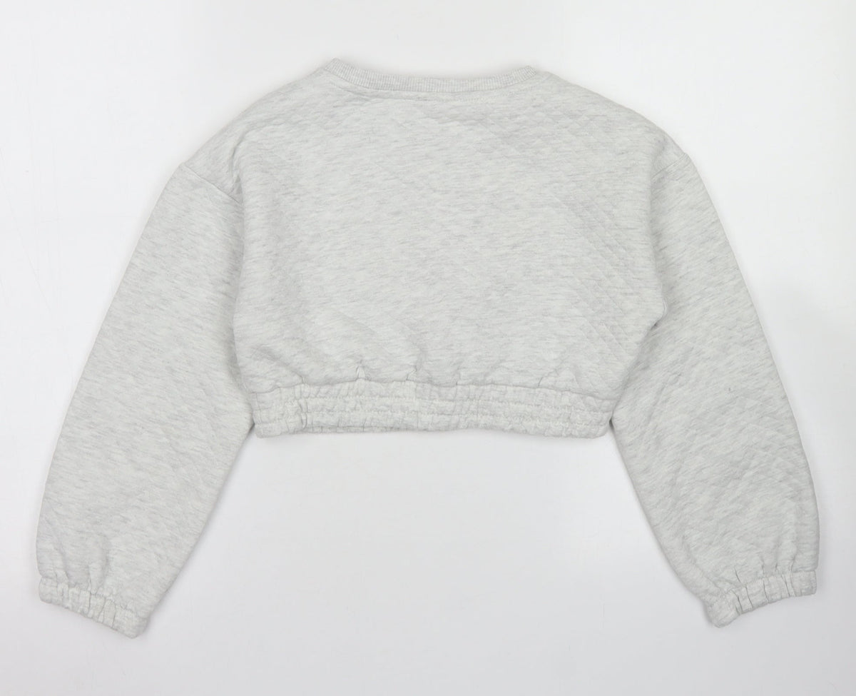 Candy Couture Girls Grey  Polyester Pullover Sweatshirt Size 9 Years   - Cropepd