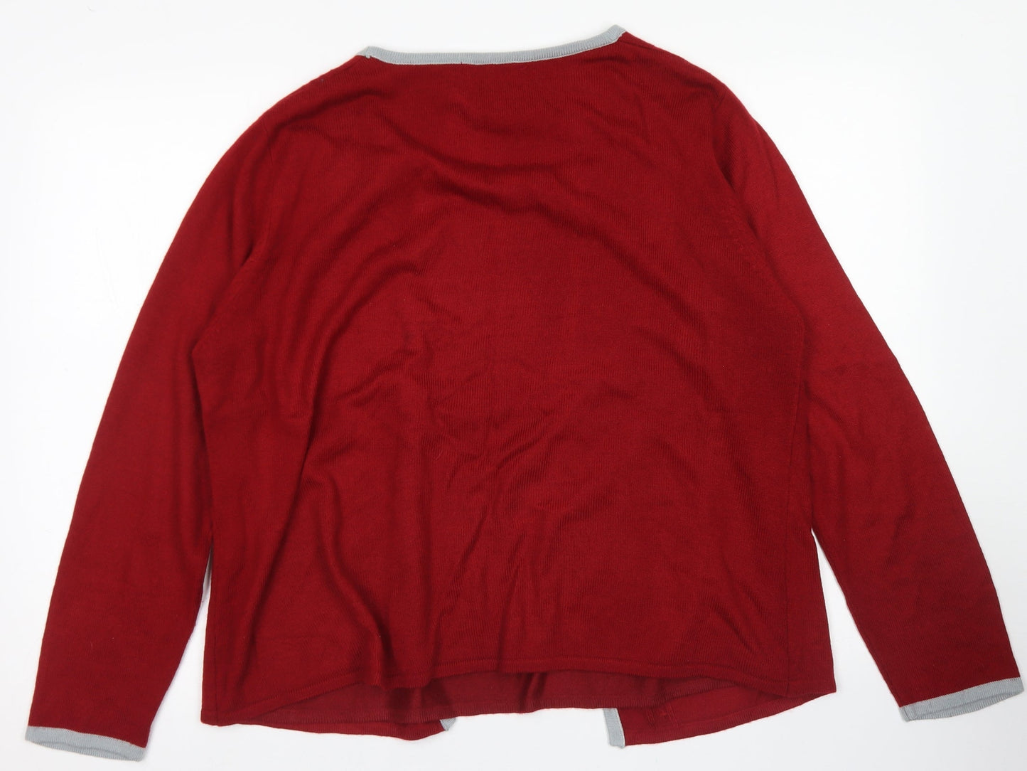 Anna Rose Womens Red Round Neck  Acrylic Pullover Jumper Size XL   - Cardigan and top all in one