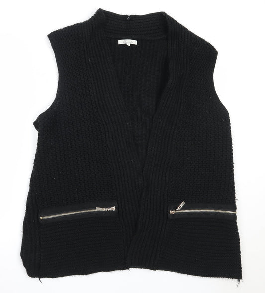 Peacocks Womens Black Round Neck  Acrylic Cardigan Jumper Size L