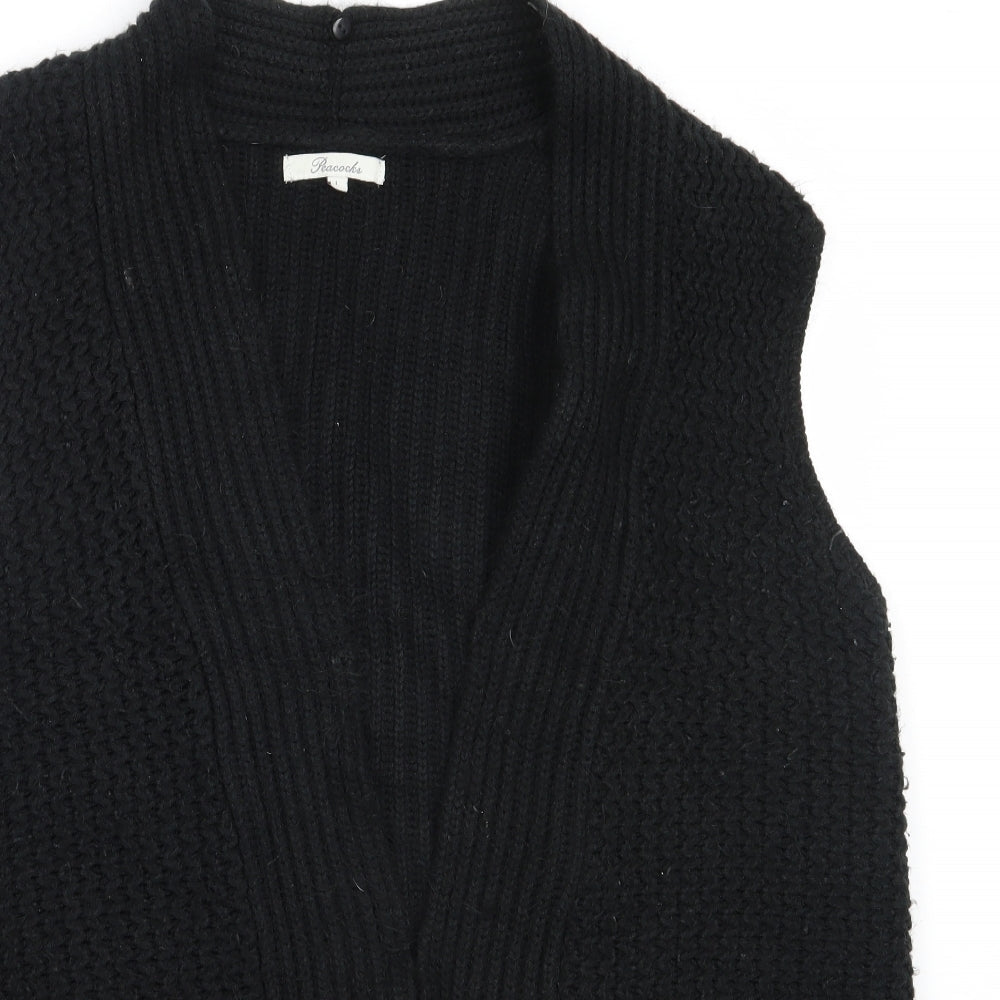 Peacocks Womens Black Round Neck  Acrylic Cardigan Jumper Size L