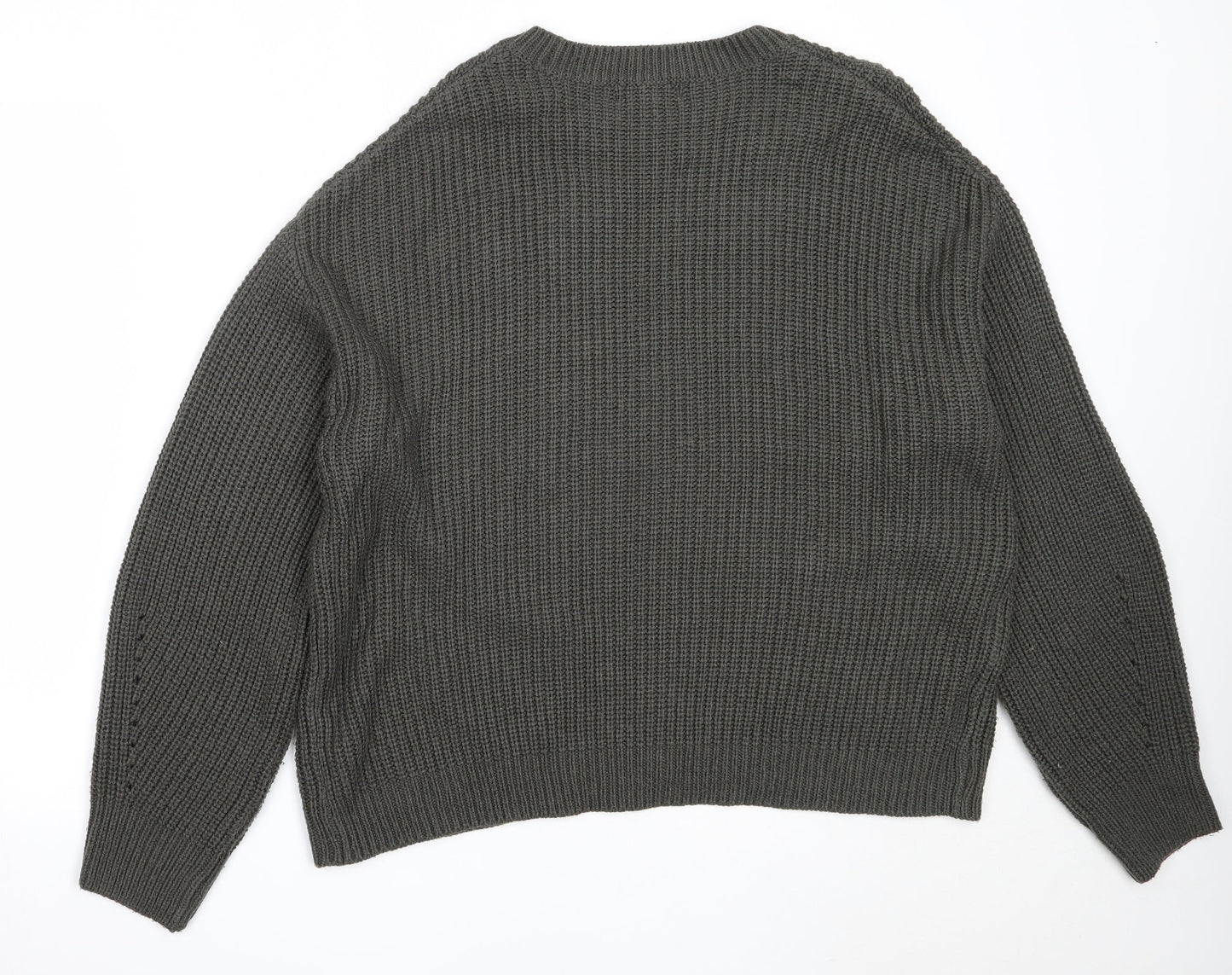 New Look Womens Green Round Neck  Acrylic Pullover Jumper Size L
