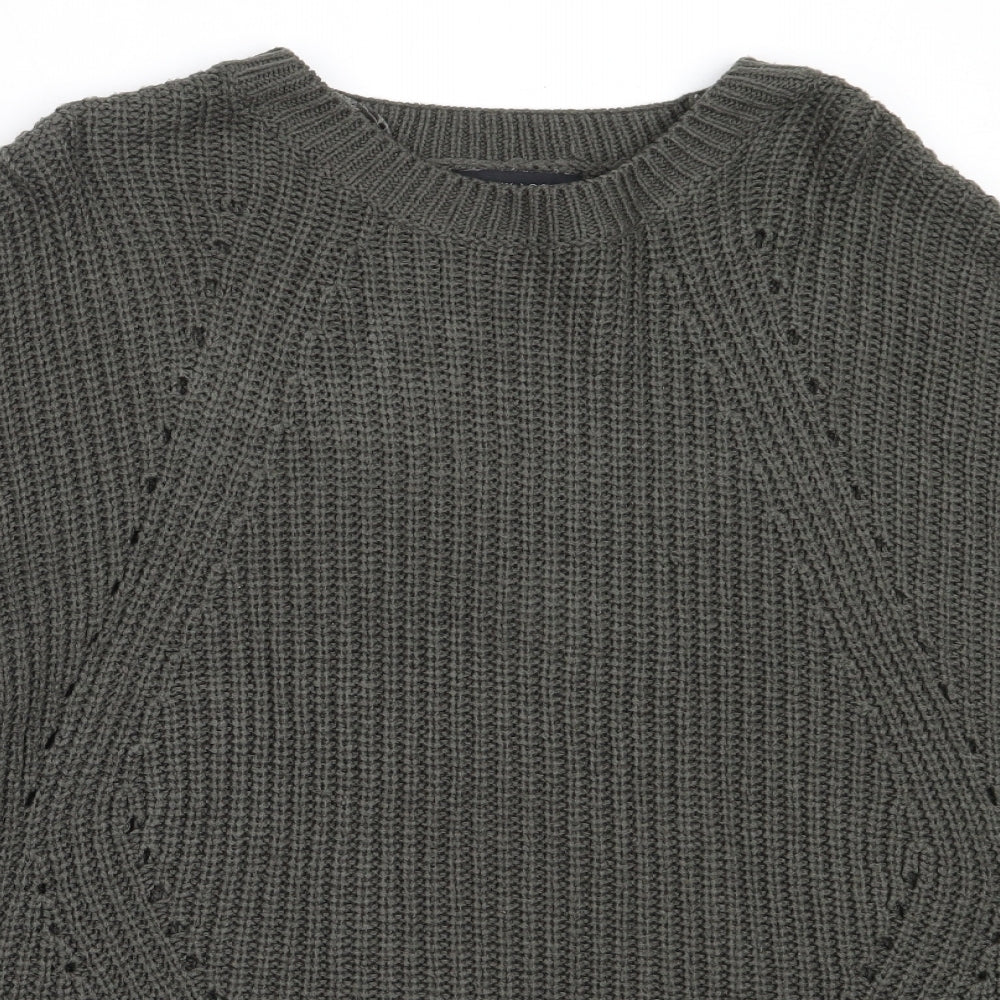 New Look Womens Green Round Neck  Acrylic Pullover Jumper Size L