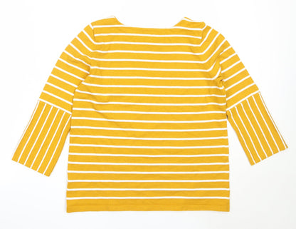 Preloved TU Womens Yellow Round Neck Striped Polyester Pullover Jumper Size 12 - Back