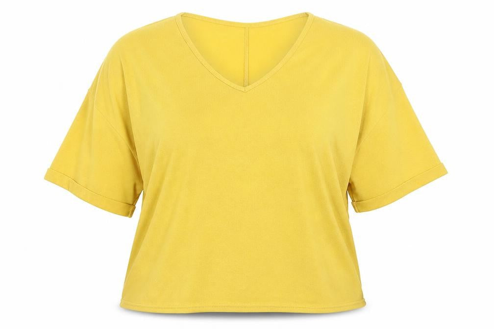 New Look Womens Yellow V-Neck  Polyester Pullover Jumper Size L