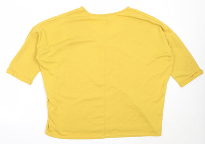 New Look Womens Yellow V-Neck  Polyester Pullover Jumper Size L