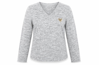 Nocozo Womens Grey V-Neck  Polyester Pullover Jumper Size 10