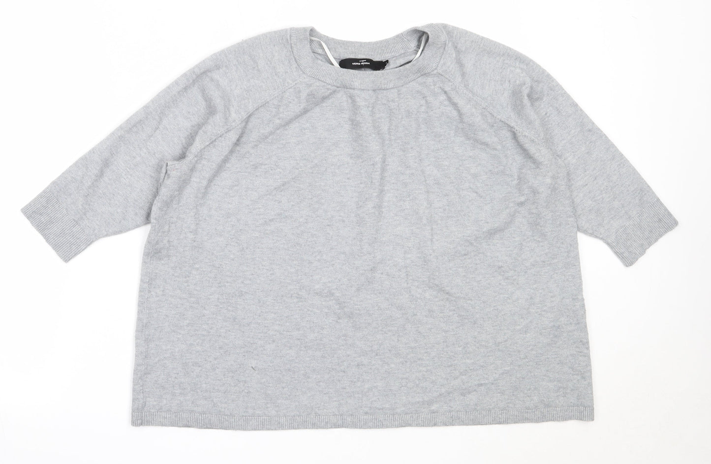 Vera Moda Womens Grey Round Neck  Viscose Pullover Jumper Size M