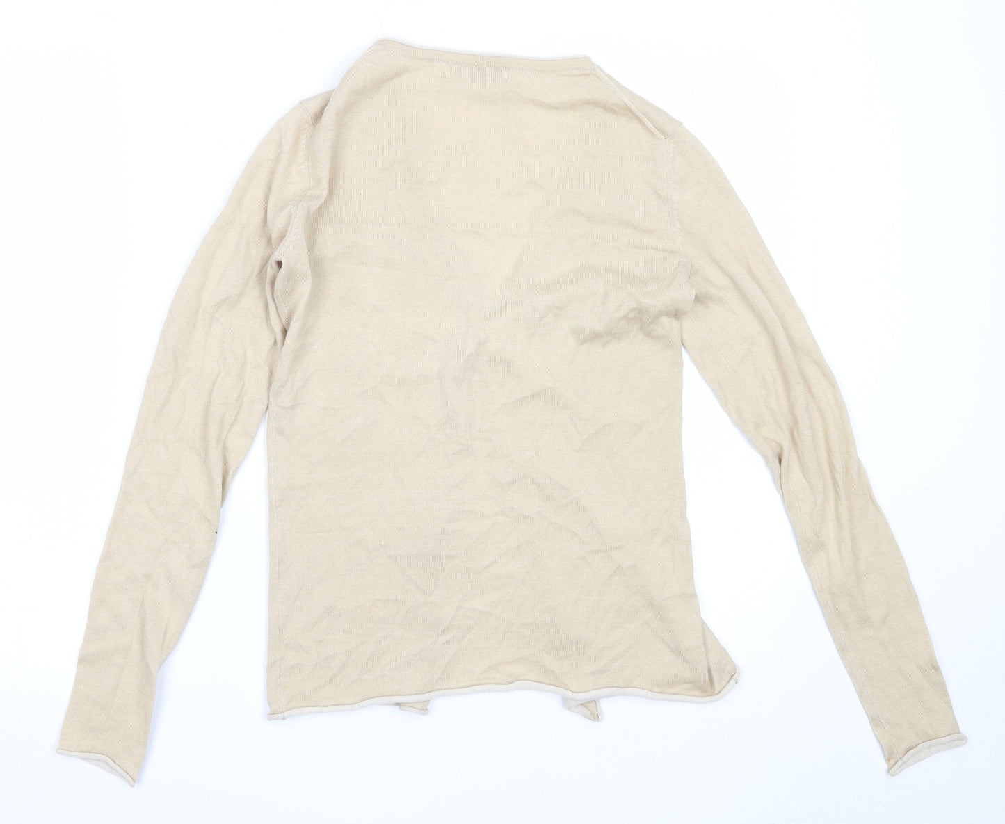 Preworn Womens Beige V-Neck  Acrylic Cardigan Jumper Size S