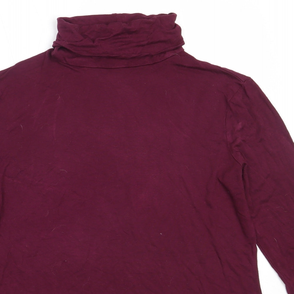 Very Womens Purple  Viscose Basic T-Shirt Size 10 Roll Neck