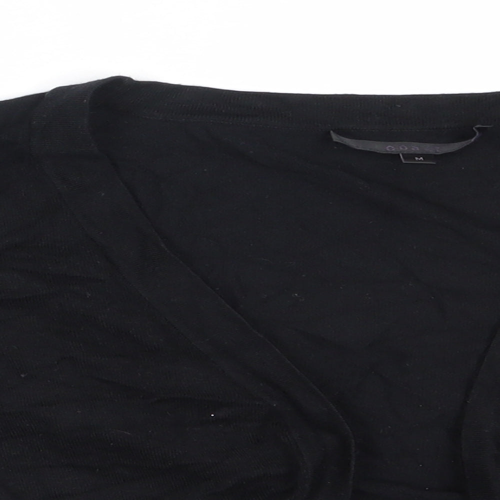 Coast Womens Black Round Neck  Viscose Cardigan Jumper Size M