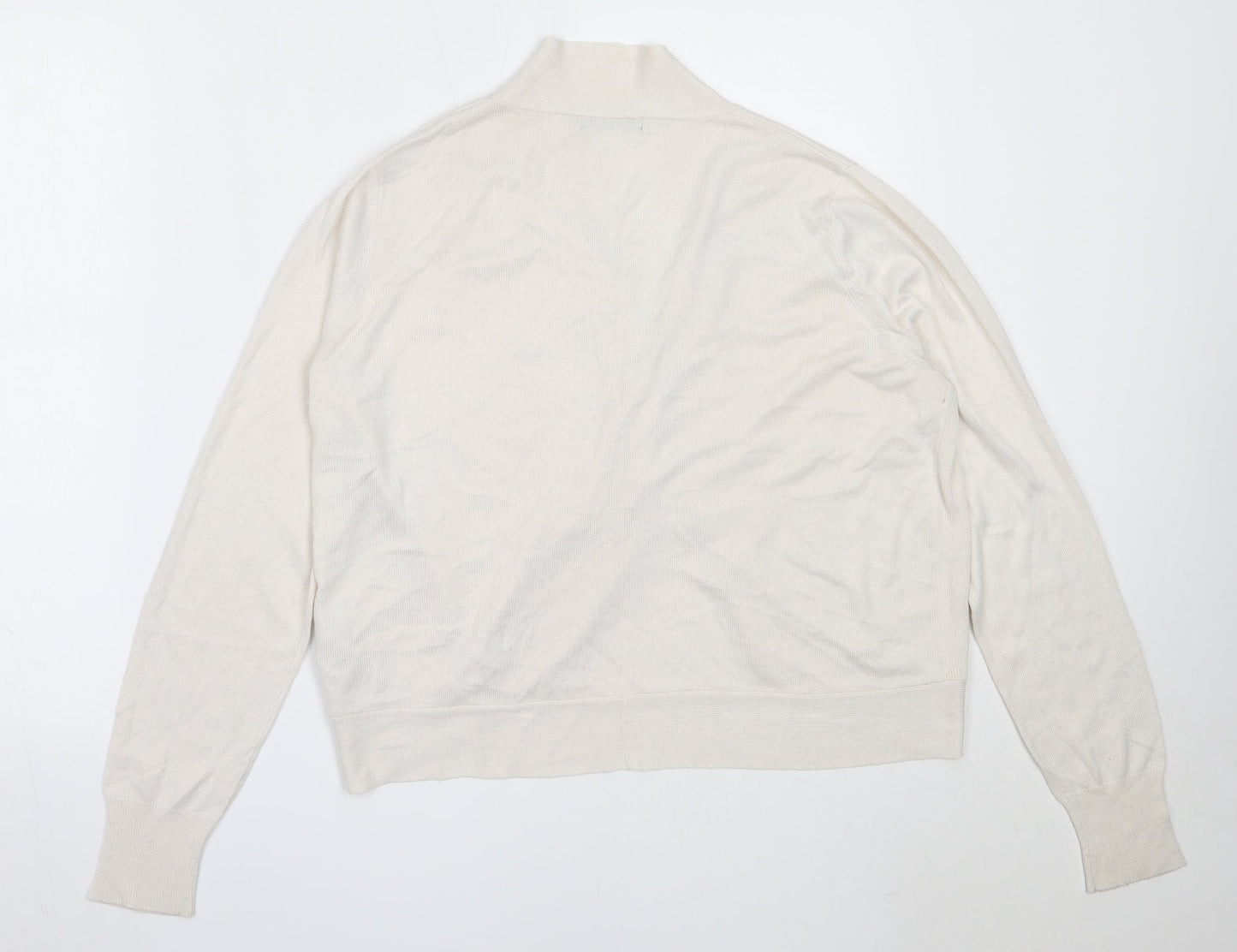 South Womens Ivory Round Neck  Viscose Cardigan Jumper Size 14