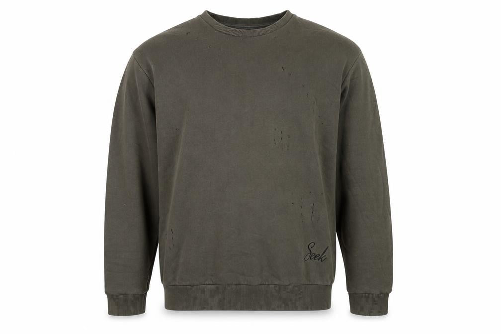 Seek Mens Green  Cotton Pullover Sweatshirt Size S
