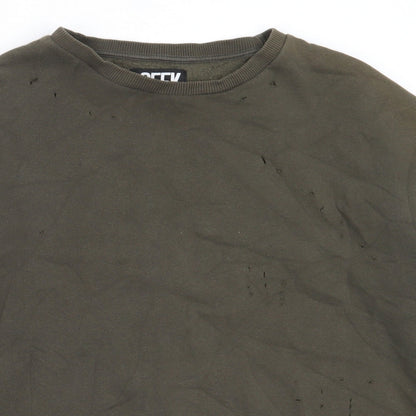 Seek Mens Green  Cotton Pullover Sweatshirt Size S