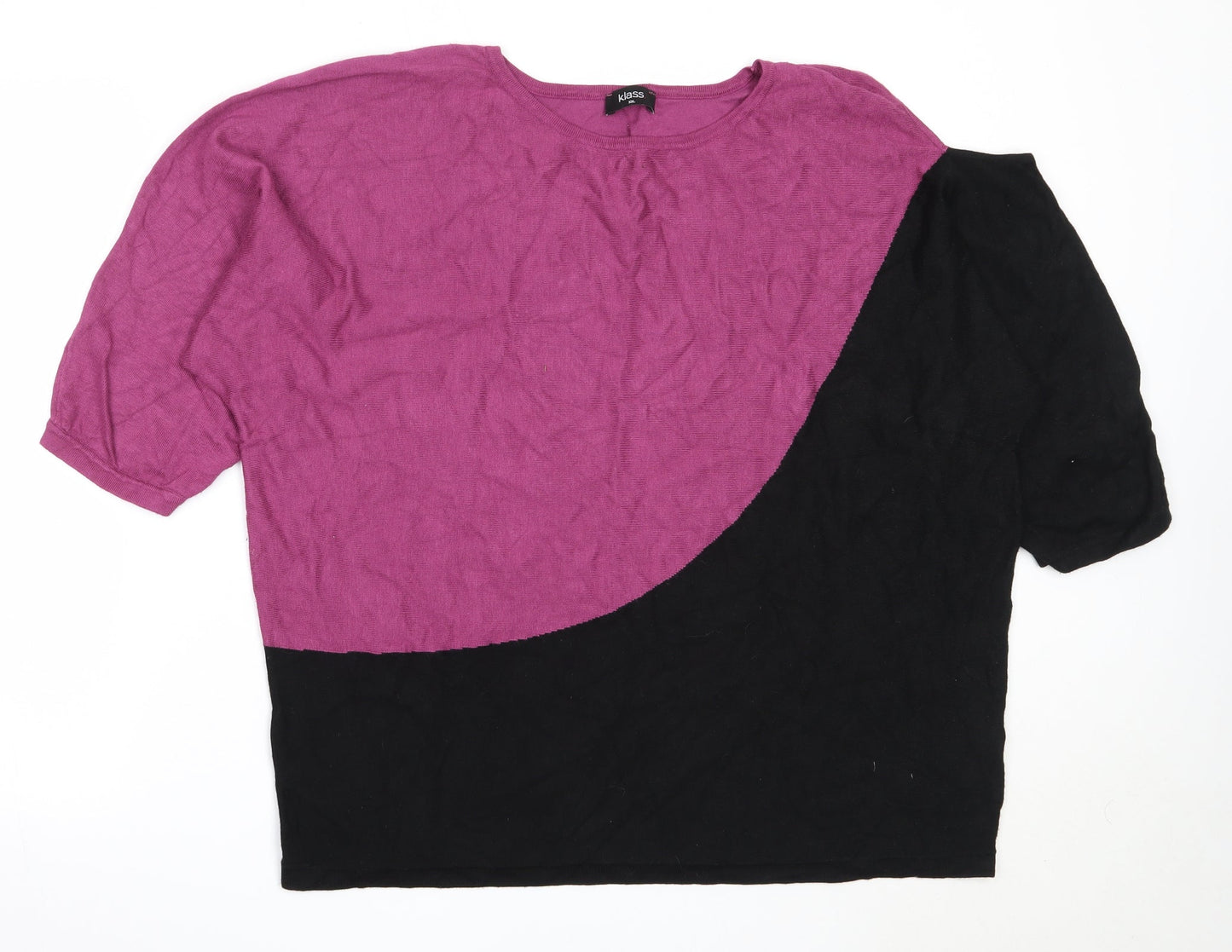 Klass Womens Purple Round Neck  Viscose Pullover Jumper Size 2XL