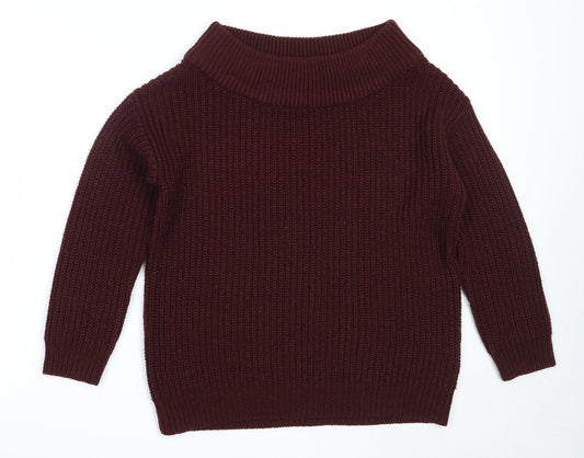 New Look Womens Red Round Neck  Acrylic Pullover Jumper Size S
