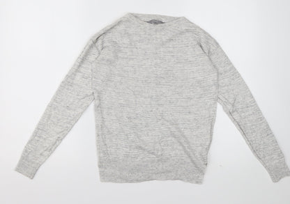 Next Womens Grey Crew Neck Striped Viscose Pullover Jumper Size 6