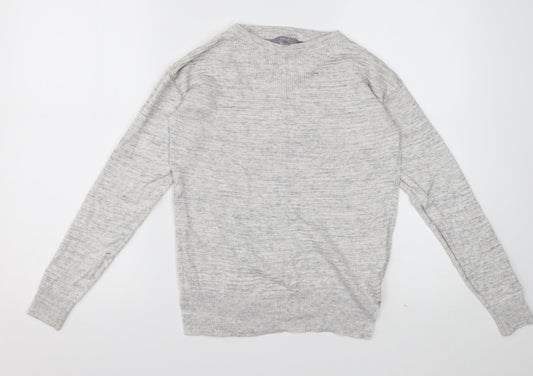 NEXT Womens Grey Crew Neck Striped Viscose Pullover Jumper Size 6