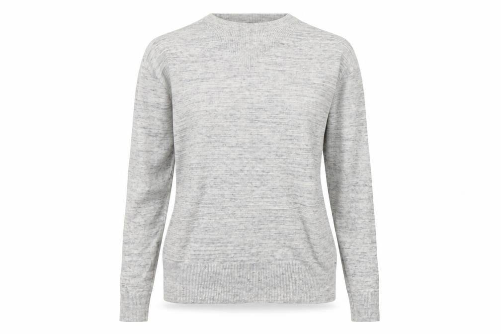 NEXT Womens Grey Crew Neck Striped Viscose Pullover Jumper Size 6