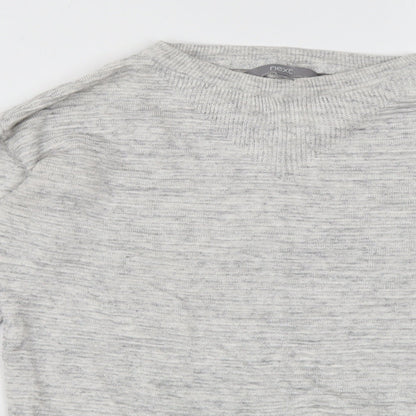 Next Womens Grey Crew Neck Striped Viscose Pullover Jumper Size 6