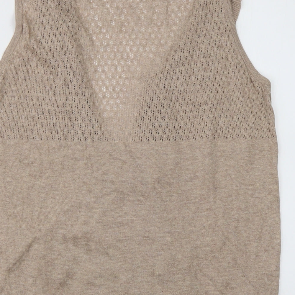 New Look Womens Brown V-Neck  Coir Cardigan Jumper Size 16