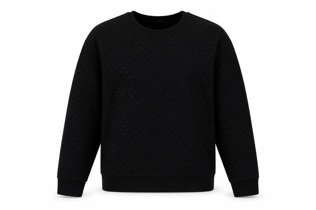 sainsburys Womens Black Crew Neck  Cotton Pullover Jumper Size 10   - Sparkle