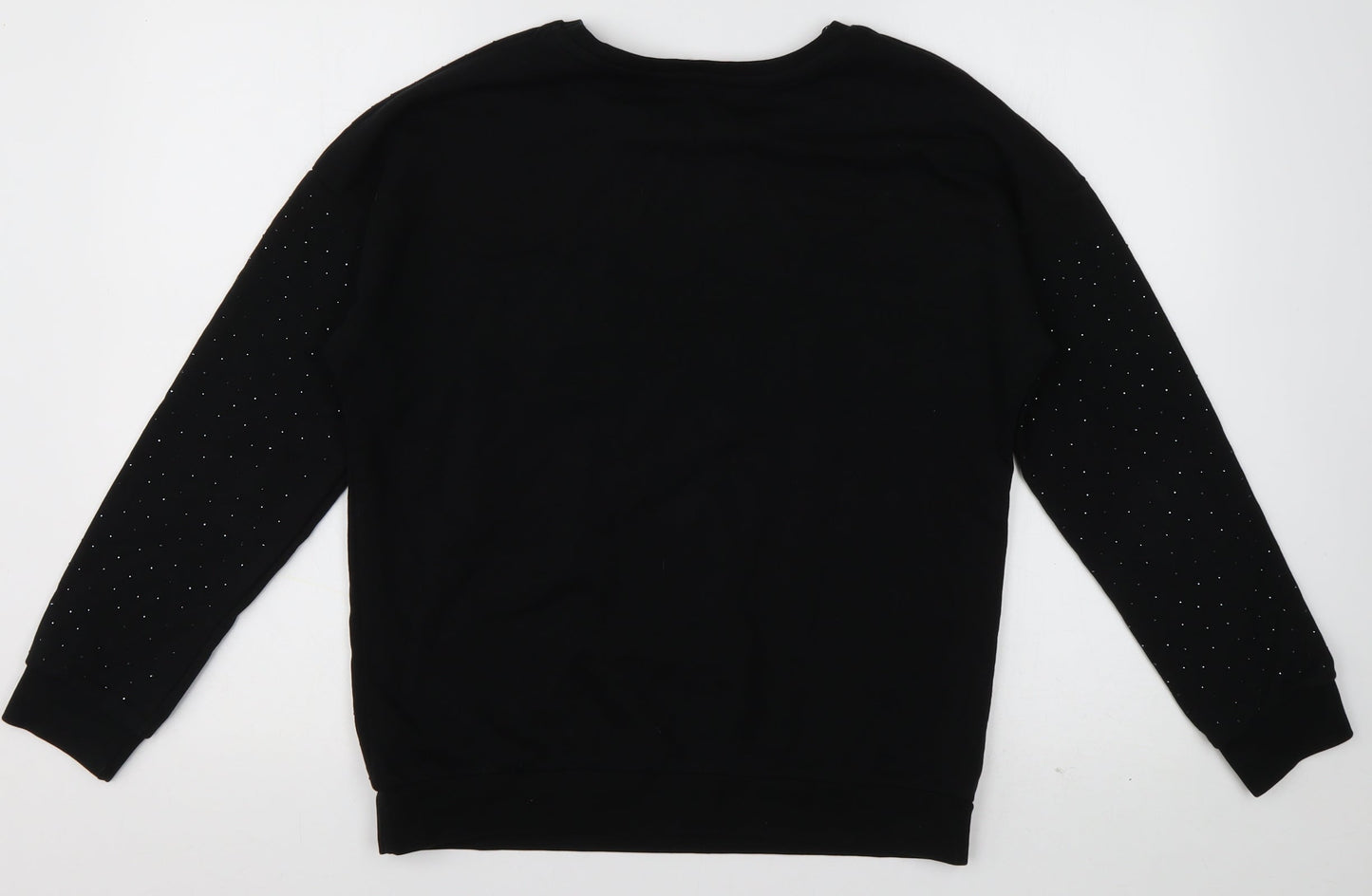 sainsburys Womens Black Crew Neck  Cotton Pullover Jumper Size 10   - Sparkle