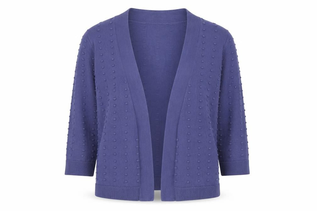 TU Womens Purple V-Neck Polka Dot Cotton Cardigan Jumper Size 12