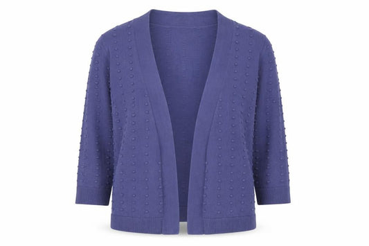 TU Womens Purple V-Neck Polka Dot Cotton Cardigan Jumper Size 12