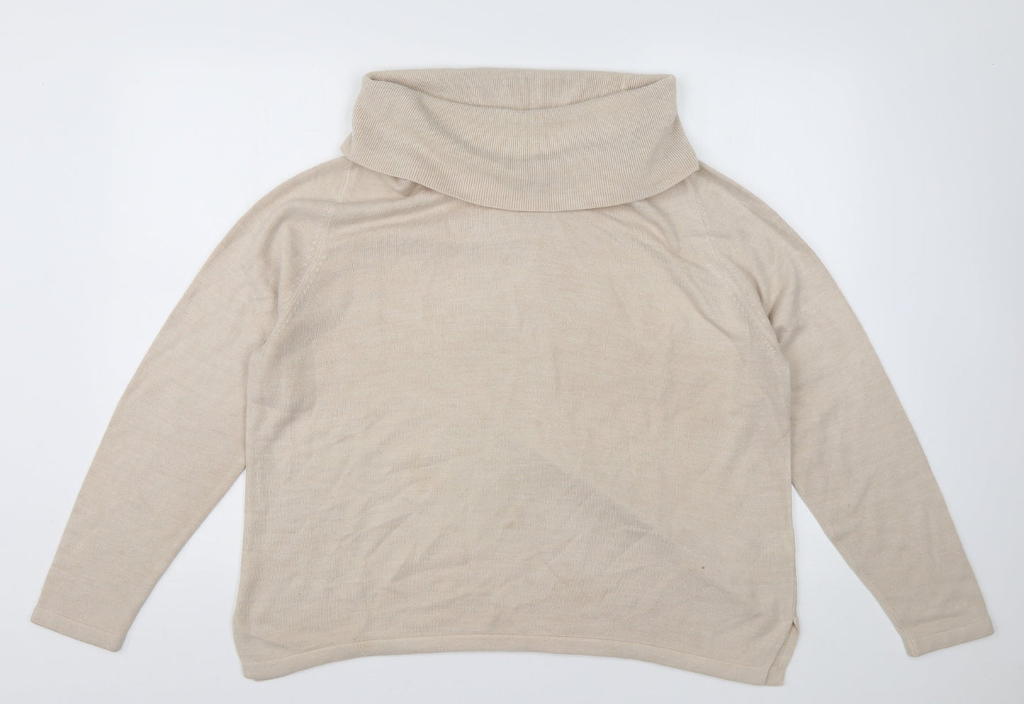 Marks and Spencer Womens White Roll Neck  Acrylic Pullover Jumper Size 18