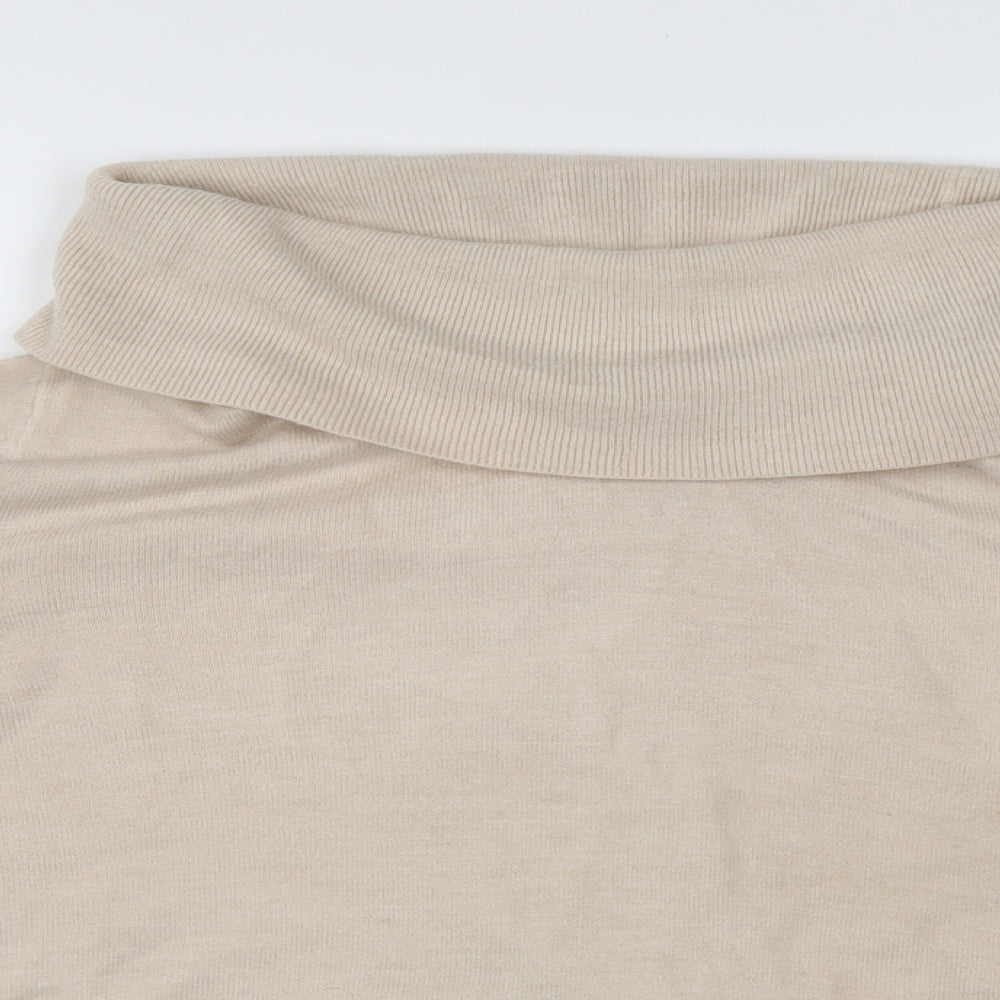 Marks and Spencer Womens White Roll Neck  Acrylic Pullover Jumper Size 18