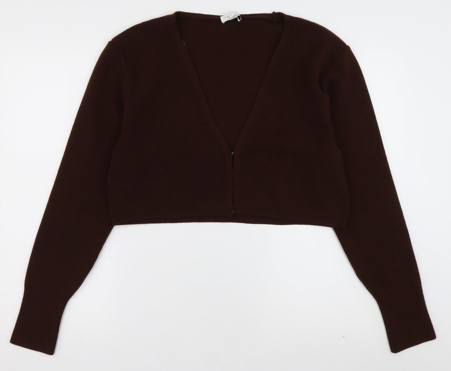Topshop Womens Brown V-Neck  Acrylic Cardigan Jumper Size XL