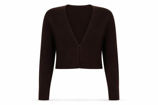 Topshop Womens Brown V-Neck  Acrylic Cardigan Jumper Size XL