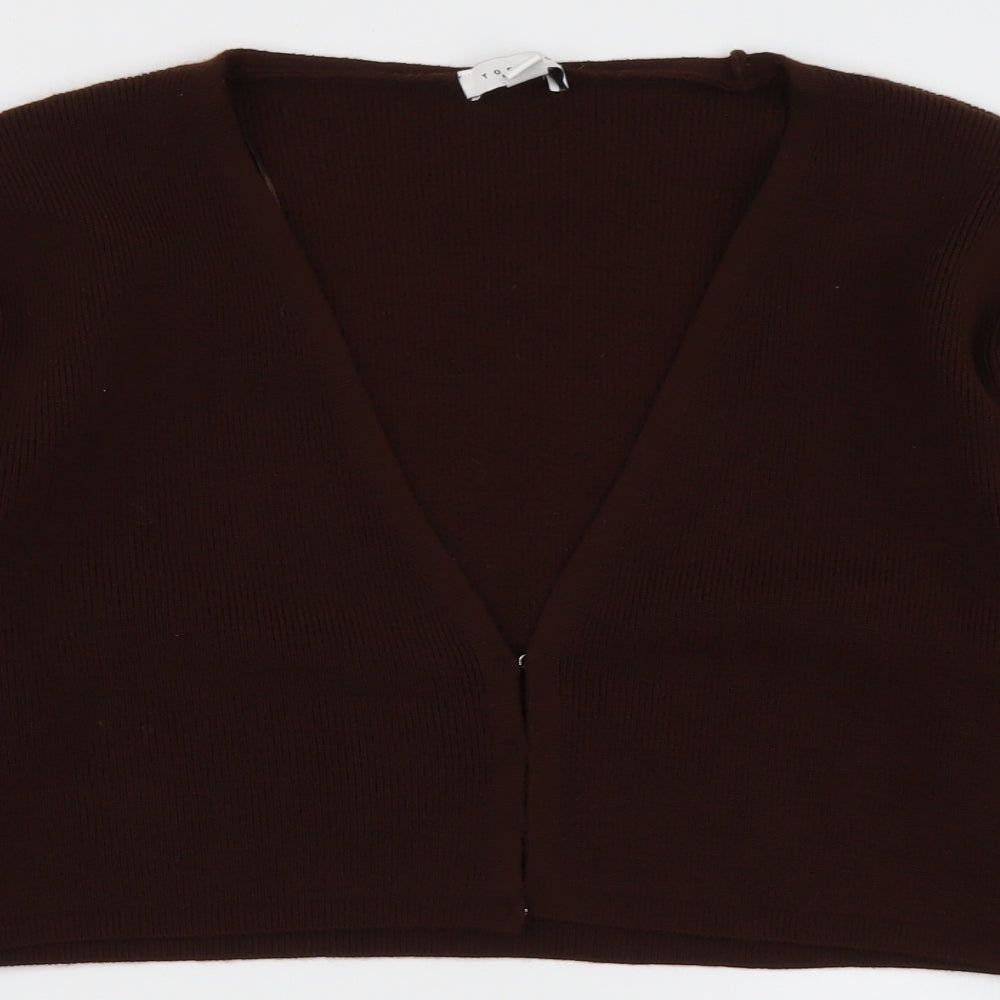 Topshop Womens Brown V-Neck  Acrylic Cardigan Jumper Size XL