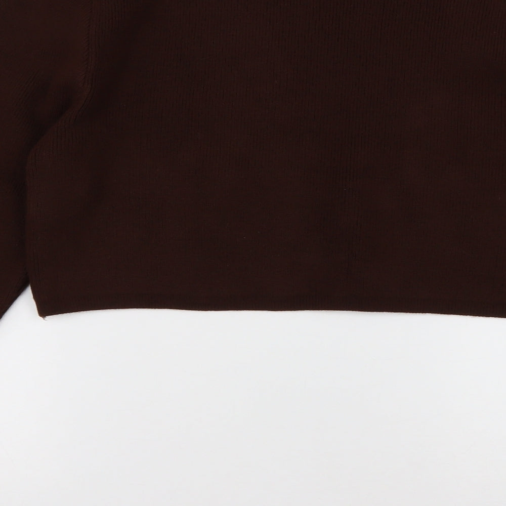 Topshop Womens Brown V-Neck  Acrylic Cardigan Jumper Size XL