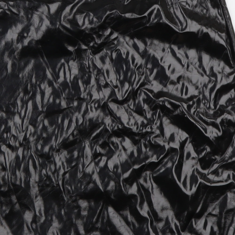 PRETTYLITTLETHING Womens Black  Polyester A-Line Skirt Size 10