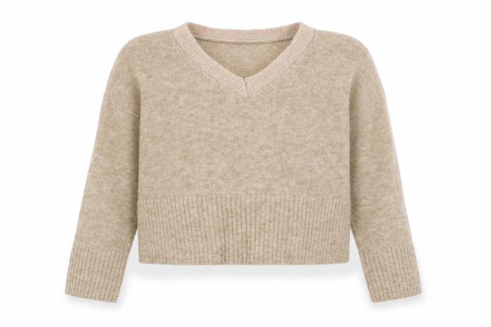 Topshop Womens Brown V-Neck  Acrylic Pullover Jumper Size 10