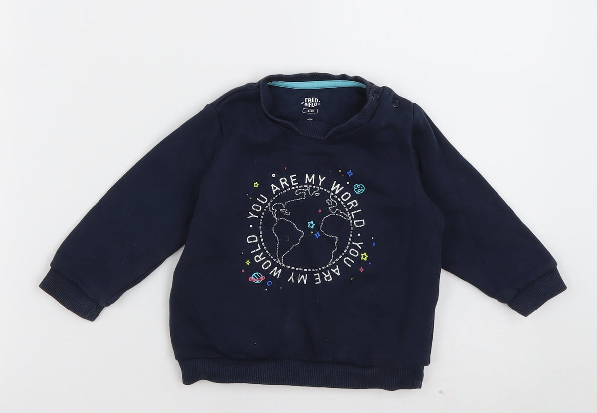 F&F Girls Blue  Cotton Pullover Jumper Size 6-9 Months  Pullover - you are my world