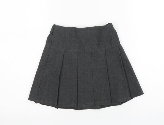 M&S Girls Grey  Polyester Pleated Skirt Size 3-4 Years  Regular
