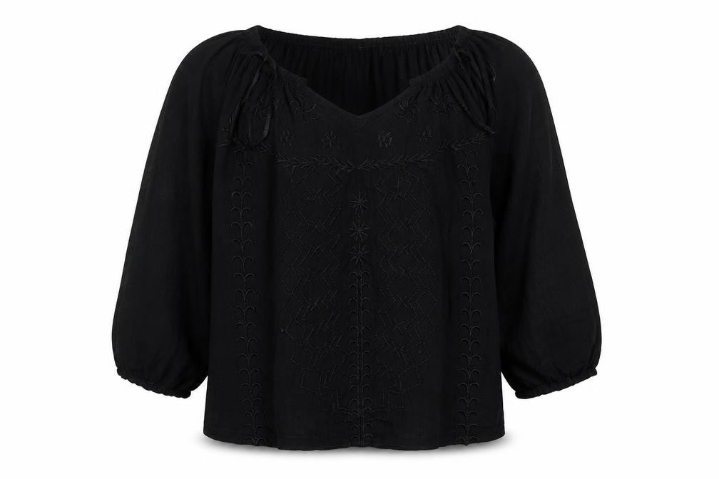 Miss E-vie Girls Black  Viscose Basic Blouse Size 7 Years V-Neck