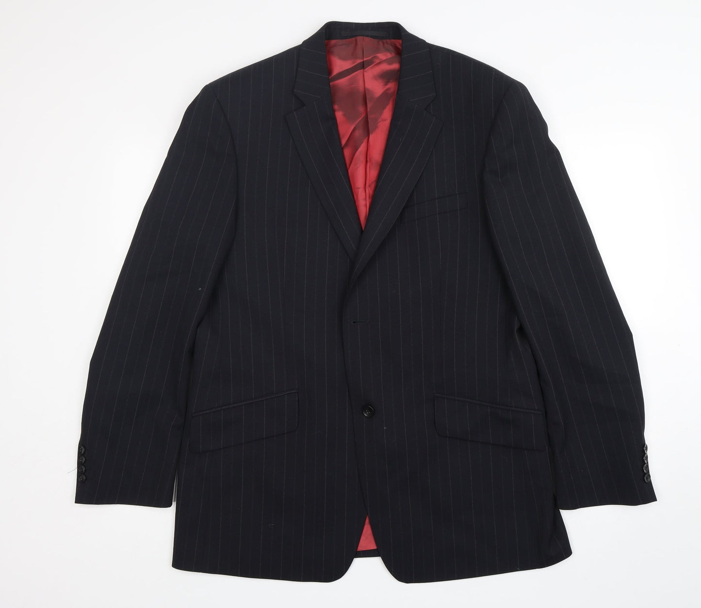 Remus  Mens Blue Striped Wool Jacket Suit Jacket