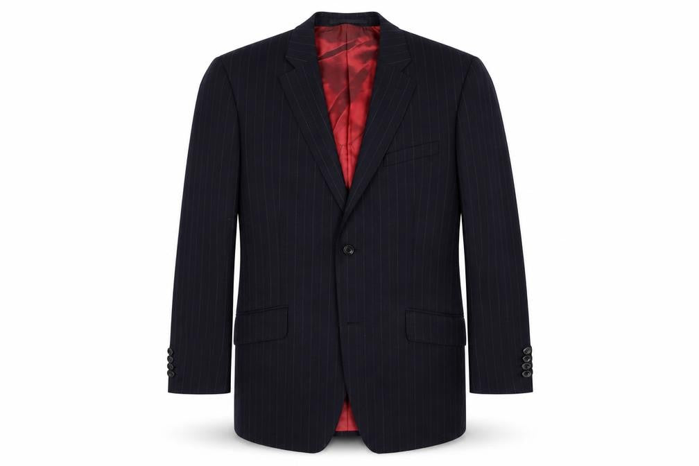 Remus  Mens Blue Striped Wool Jacket Suit Jacket