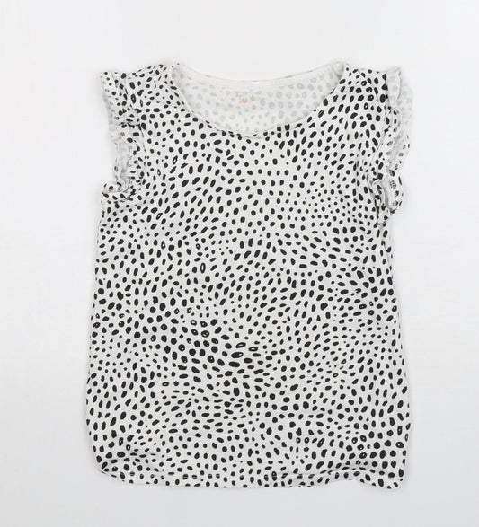 TU Girls Multicoloured Animal Print Cotton Basic T-Shirt Size 10 Years Round Neck