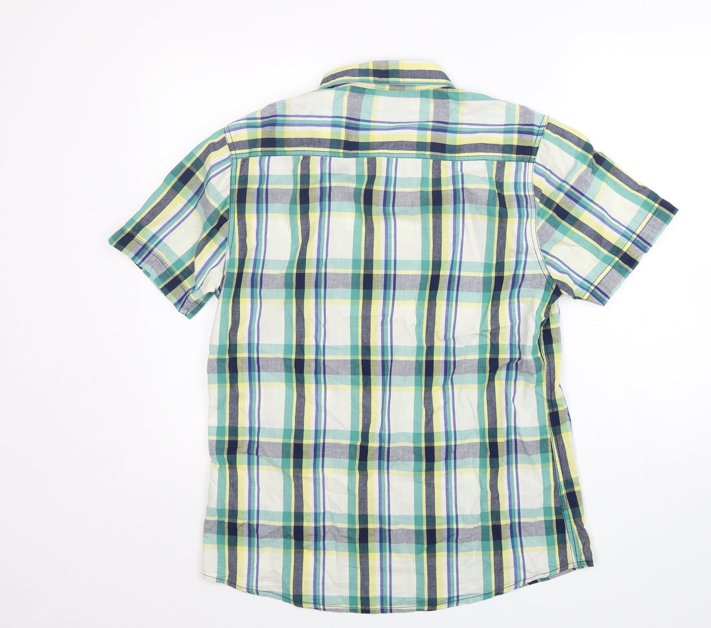 EAST Mens Multicoloured Plaid Cotton  Button-Up Size M Collared