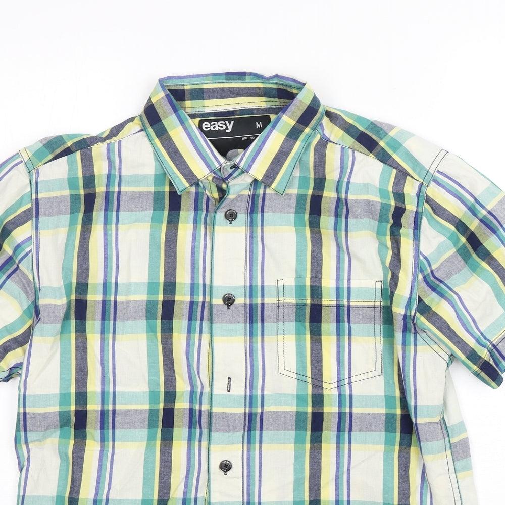 EAST Mens Multicoloured Plaid Cotton  Button-Up Size M Collared