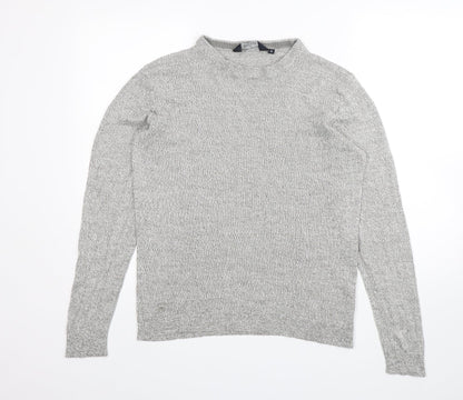 Kensington Mens Grey Mock Neck  Acrylic Pullover Jumper Size M